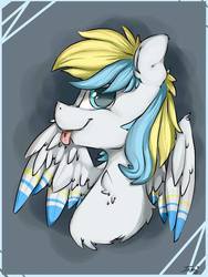 Size: 720x960 | Tagged: safe, artist:tamyarts, oc, oc only, oc:cirrus sky, hippogriff, bust, portrait, smiling, solo, tongue out