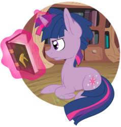 Size: 600x631 | Tagged: safe, artist:myshakov, twilight sparkle, pony, g4, book, dusk shine, glowing horn, horn, magic, reading, rule 63, solo, telekinesis