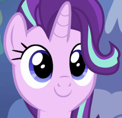 Size: 526x508 | Tagged: safe, screencap, starlight glimmer, pony, unicorn, every little thing she does, g4, season 6, animated, blinking, c:, cute, female, gif, glimmerbetes, happy, mare, smiling, solo