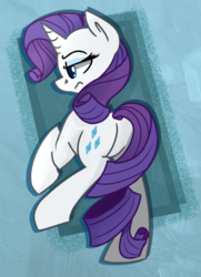 Size: 1473x2032 | Tagged: safe, artist:themodpony, rarity, g4, female, looking down, raised leg, simple background, solo