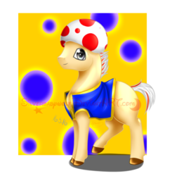 Size: 1016x1036 | Tagged: safe, artist:silverbabywolf, pony, looking at you, ponified, solo, super mario bros., toad (mario bros), watermark