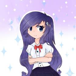 Size: 1000x1000 | Tagged: safe, artist:windymils, rarity, human, g4, clothes, cute, female, humanized, school uniform, skirt, solo