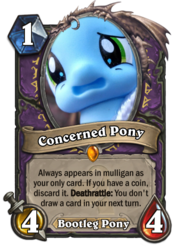 Size: 400x573 | Tagged: safe, bootleg, card, concerned pony, hearthstone, meta, sad, solo, warcraft