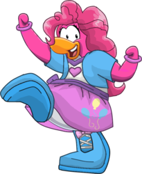 Size: 639x781 | Tagged: safe, pinkie pie, bird, penguin, equestria girls, g4, birdified, club penguin, female, simple background, solo, species swap, transparent background, vector