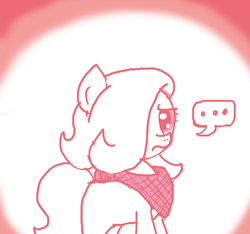Size: 640x600 | Tagged: safe, artist:ficficponyfic, oc, oc only, oc:emerald jewel, earth pony, pony, colt quest, ..., bandana, blank flank, child, colt, cyoa, foal, frown, hair over one eye, irritated, male, monochrome, solo, story included