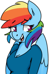 Size: 1477x2200 | Tagged: safe, artist:themodpony, rainbow dash, anthro, g4, bust, colored pupils, female, open mouth, shrug, simple background, solo, transparent background