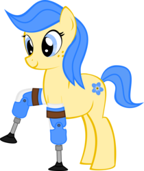 Size: 887x1058 | Tagged: safe, artist:nursey, derpibooru exclusive, oc, oc only, oc:forget-me-not, amputee, congenital amputee, prosthetics, simple background, solo