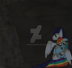 Size: 1024x960 | Tagged: safe, artist:rai2n, rainbow dash, soarin', pony, g4, fimfiction, male, ship:soarindash, shipping, straight, watermark