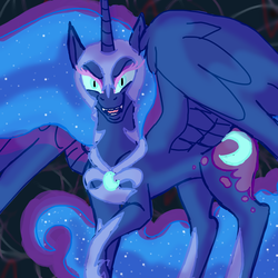 Size: 2000x2000 | Tagged: safe, artist:katkathasahathat, nightmare moon, g4, evil, female, high res, solo
