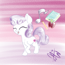 Size: 600x600 | Tagged: safe, artist:malwinters, sweetie belle, g4, cute, cutie mark, eyes closed, female, happy, newbie artist training grounds, open mouth, solo, the cmc's cutie marks