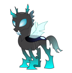 Size: 1071x1095 | Tagged: safe, artist:frannis, changeling, ice changeling, simple background, transparent background