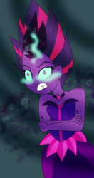 Size: 674x1280 | Tagged: safe, artist:berrypunchrules, sci-twi, twilight sparkle, equestria girls, g4, my little pony equestria girls: friendship games, female, lip bite, midnight sparkle, nail polish, solo