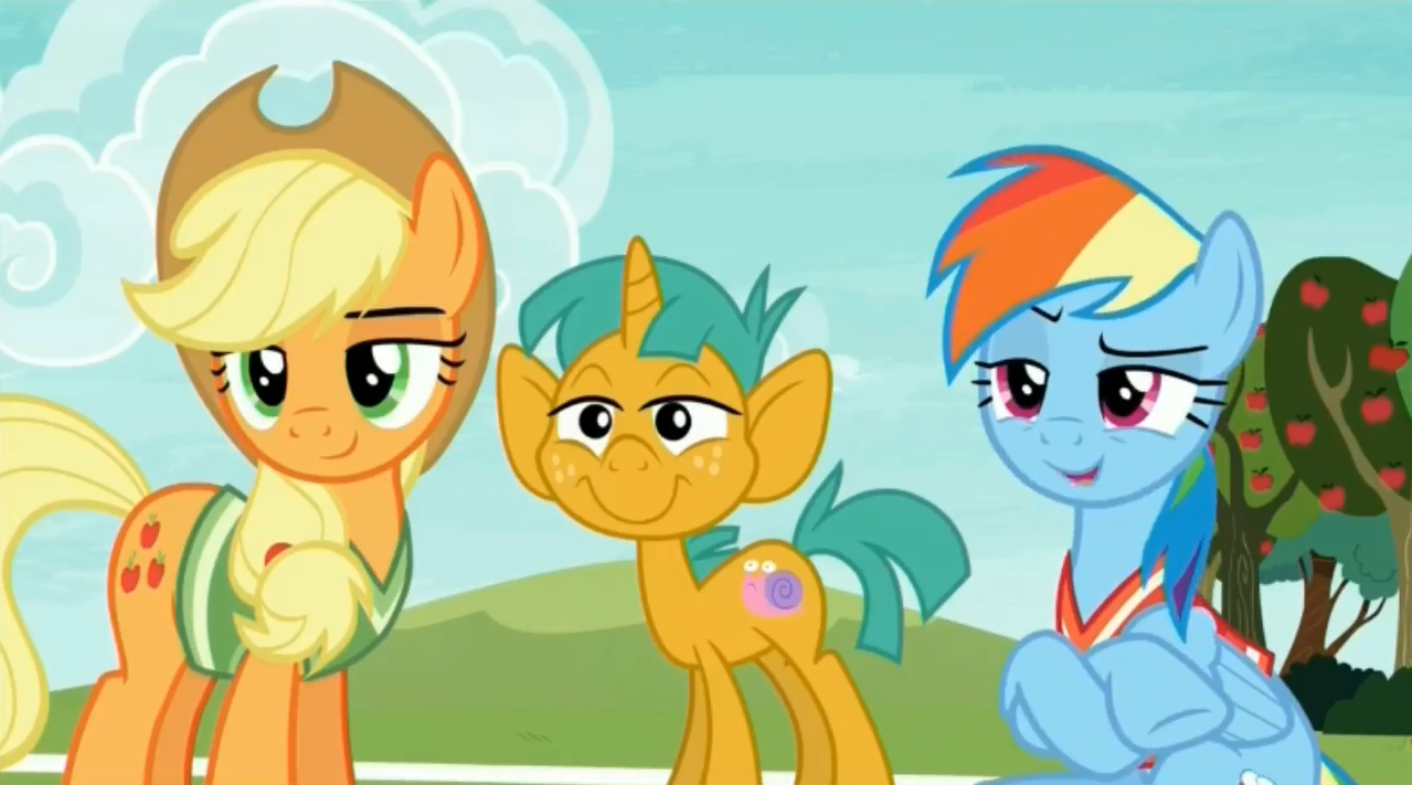 Safe Screencap Applejack Rainbow Dash Snails Pony Unicorn Buckball Season