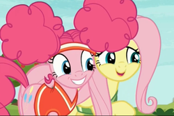 Size: 2057x1375 | Tagged: safe, screencap, fluttershy, pinkie pie, pony, buckball season, g4, my little pony: friendship is magic