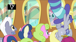 Size: 1920x1080 | Tagged: safe, screencap, bon bon, derpy hooves, pinkie pie, sweetie drops, pegasus, pony, buckball season, g4, my little pony: friendship is magic, butt, female, mare, plot