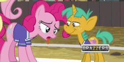 Size: 572x285 | Tagged: safe, edit, edited screencap, screencap, pinkie pie, snails, buckball season, g4, animated, brazzers, gif, out of context, panting, tongue out