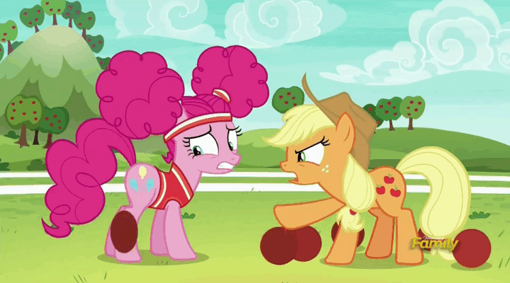 1240878 - animated, applejack, buckball season, gif, loop, pinkie ...