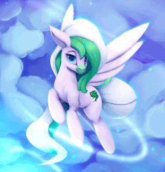 Size: 600x624 | Tagged: safe, artist:rodrigues404, oc, oc only, oc:mint twist, pegasus, pony, animated, gif, solo