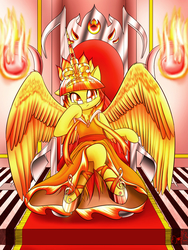 Size: 1200x1600 | Tagged: safe, artist:phoenixperegrine, oc, oc only, oc:flare burningheart, alicorn, pony, alicorn oc, glasses, solo, throne