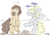 Size: 1424x998 | Tagged: safe, artist:accidentalfox, oc, oc only, oc:heartbreak, oc:query, alicorn, earth pony, pony, alicorn oc, bipedal, branding, cyan eyes, duo, female, heart, hole, human in equestria, human to pony, male to female, mare, messy mane, my little heartbreak, plate, plate spinning, rule 63, spinning, standing, standing on one leg