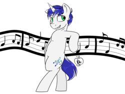 Size: 1280x960 | Tagged: safe, artist:notenoughapples, oc, oc only, oc:vocal score, pony, bipedal, bipedal leaning, music, music notes, simple background, solo, transparent background