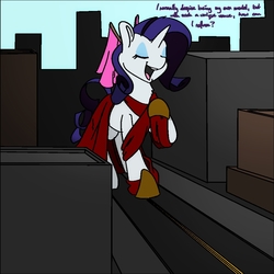 Size: 1000x1000 | Tagged: safe, artist:mr square, rarity, pony, g4, city, clothes, collaboration, giant pony, macro