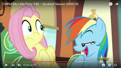 Size: 1366x768 | Tagged: safe, screencap, fluttershy, rainbow dash, pony, buckball season, g4, faic, out of context, youtube