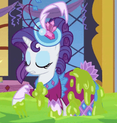 Size: 571x599 | Tagged: safe, screencap, rarity, smooze, pony, g4, make new friends but keep discord, season 5, animated, cropped, cute, female, frown, gif, lip bite, pouting, sad, solo, wide eyes