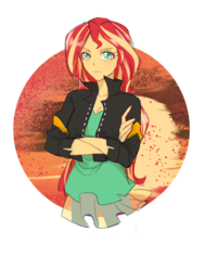 Size: 768x1024 | Tagged: safe, artist:extraluna, sunset shimmer, equestria girls, g4, clothes, crossed arms, female, leather jacket, solo
