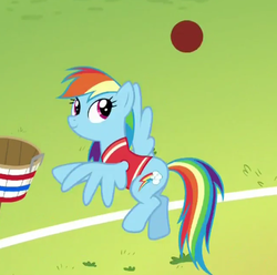 Size: 429x426 | Tagged: safe, screencap, rainbow dash, pony, buckball season, g4, female, flying, mare, solo