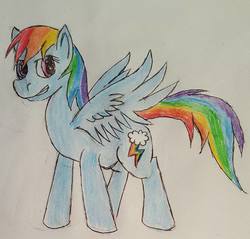 Size: 960x919 | Tagged: safe, artist:rapidsnap, rainbow dash, pegasus, pony, g4, female, solo, traditional art