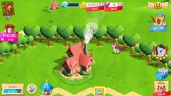 Size: 1136x640 | Tagged: safe, gameloft, lovestruck, lucky clover, g4, architecture, game, game screencap, vip