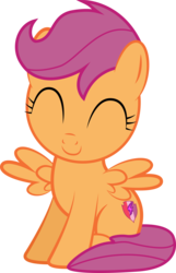 Size: 5419x8396 | Tagged: safe, artist:scootaion, scootaloo, pegasus, pony, g4, newbie dash, ^^, absurd resolution, cute, cutealoo, cutie mark, eyes closed, female, filly, foal, simple background, sitting, smiling, solo, spread wings, the cmc's cutie marks, transparent background, vector, wings