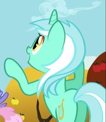 Size: 359x411 | Tagged: safe, screencap, lyra heartstrings, rainbowshine, pony, fall weather friends, g4, butt, cropped, female, mare, plot