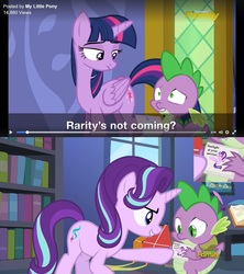 Size: 1500x1690 | Tagged: safe, edit, edited screencap, hundreds of users filter this tag, screencap, rarity, spike, starlight glimmer, twilight sparkle, alicorn, pony, unicorn, g4, ppov, card, discovery family logo, facebook, flirting, grin, male, screencap comic, sexy, ship:sparlight, shipping, smiling, starlight's room, straight, twilight sparkle (alicorn)
