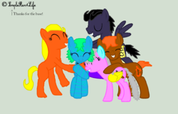 Size: 1026x662 | Tagged: safe, artist:rainbowdash3999, base used, clay (wings of fire), dragonets of destiny, fiery wings, group hug, hug, ponified, queen glory, queen glory (wings of fire), starflight, starflight (wings of fire), sunny (wings of fire), tsunami (wings of fire)