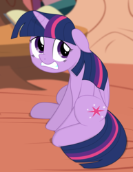 Size: 3200x4143 | Tagged: safe, artist:eagle1division, twilight sparkle, alicorn, pony, g4, ears back, embarrassed, female, folded wings, golden oaks library, gritted teeth, mare, nervous, scared, sitting, solo, twilight sparkle (alicorn), vector