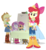 Size: 990x1075 | Tagged: safe, artist:dm29, apple bloom, applejack, scootaloo, sweetie belle, equestria girls, g4, apple, blushing, bra, bra stuffing, clothes, coffee, comic book, cute, cutie mark crusaders, dressup, embarrassed, fake breasts, food, frilly underwear, julian yeo is trying to murder us, pink underwear, simple background, spill, superhero, transparent background, underwear