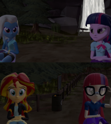 Size: 1920x2148 | Tagged: safe, artist:fullmoonrose7, moondancer, sunset shimmer, trixie, twilight sparkle, equestria girls, g4, 3d, 3d model, counterparts, equestria girls-ified, magical quartet, magical quintet, magical trio, team fortress 2, twilight sparkle (alicorn), twilight's counterparts