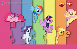 Size: 856x550 | Tagged: safe, applejack, fluttershy, pinkie pie, rainbow dash, rarity, twilight sparkle, alicorn, pony, g4, china, mane six, petrochina, twilight sparkle (alicorn)