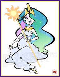 Size: 1275x1650 | Tagged: safe, artist:plasticpoppy, princess celestia, human, g4, clothes, dress, female, humanized, preglestia, pregnant, solo