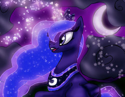 Size: 900x698 | Tagged: safe, artist:phoenix-dreamangel, princess luna, pony, g4, crescent moon, female, moon, solo