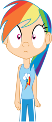 Size: 2000x4638 | Tagged: safe, artist:michaelsety, rainbow dash, human, every little thing she does, g4, female, fiducia compellia, humanized, hypnosis, hypnotized, looking at you, scene interpretation, simple background, solo, transparent background, wide eyes