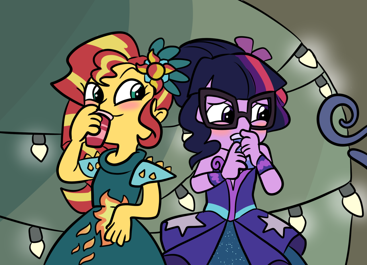 artist:stardustspirals, sci-twi, sunset shimmer, twilight sparkle, <b>equestri...</b>