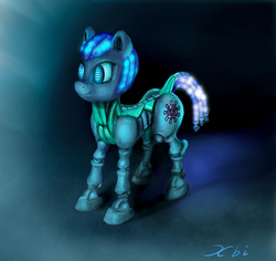 Size: 1200x1132 | Tagged: safe, artist:xbi, oc, oc only, pony, robot, glowing, glowing eyes, solo