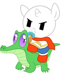 Size: 786x917 | Tagged: safe, artist:red4567, gummy, pony, g4, baby, baby pony, baby skeleton, crossover, cute, pacifier, papyrus (undertale), ponies riding gators, ponified, riding, undertale