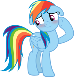 Size: 5806x6000 | Tagged: safe, artist:slb94, rainbow dash, pegasus, pony, g4, stranger than fan fiction, absurd resolution, blushing, cute, embarrassed, female, flattered, floppy ears, looking away, simple background, solo, transparent background, vector