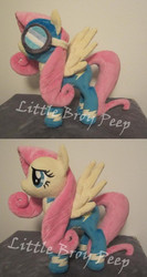 Size: 629x1179 | Tagged: safe, artist:little-broy-peep, fluttershy, g4, clothes, goggles, irl, mask, photo, plushie, solo, wonderbolts uniform, wondershy