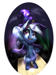 Size: 1600x2120 | Tagged: safe, artist:mrscurlystyles, artist:sourspot, trixie, pony, unicorn, g4, belly button, cape, clothes, collaboration, female, magic, mare, solo