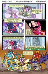 Size: 1280x1978 | Tagged: safe, artist:wadusher0, garble, princess cadance, princess ember, princess flurry heart, spike, oc, oc:arcane, oc:shine bright, dragon, comic:time fades, g4, comic, crying, funeral, mortality blues